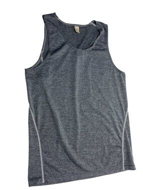 Mens Gray Athletic Tank Top Lightweight Stretch Blend Size L Breathable Fabric